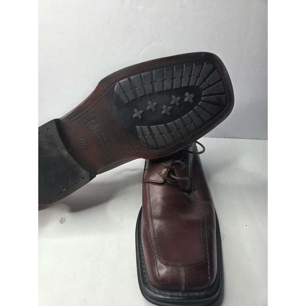 Axcess Claiborne Mens Bleeker Brown Leather Square Toe Oxford Dress Shoes 10.5 M